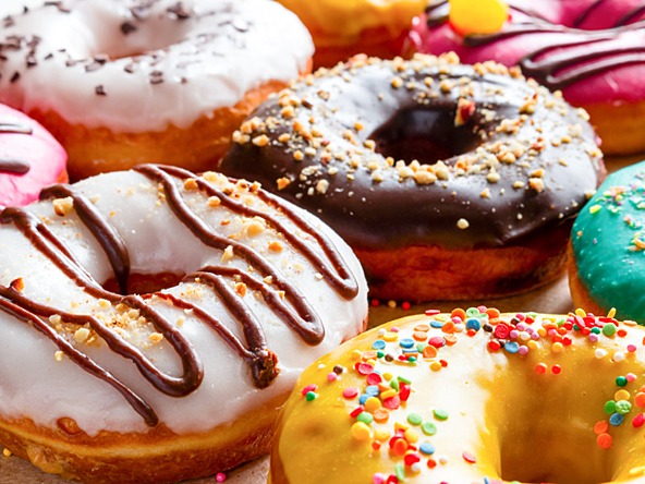 doughnuts with coloured icing